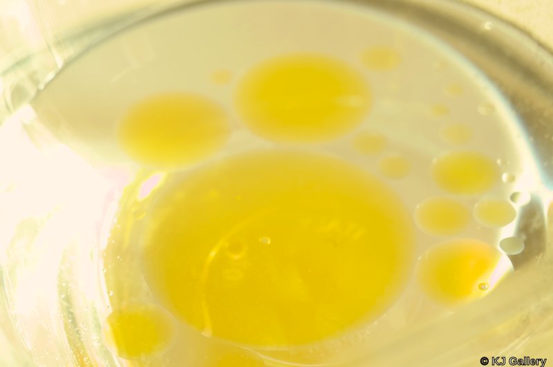 Olive oil in a glass of water